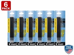 Pilot FriXion Ball Refill 0.5mm Black Ink 6 Pack Erasable Refills (77350)