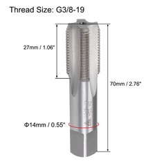 G3/8-19 Pipe Thread Tap Right Hand Machine Tap HSS Uncoated Straight Flute