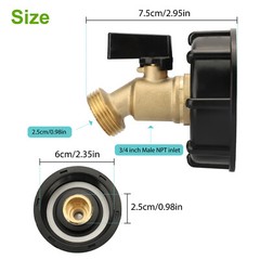 275-330 Gallon IBC Tote Water Tank Adapter 2″ Brass Hose Faucet Valve Connector