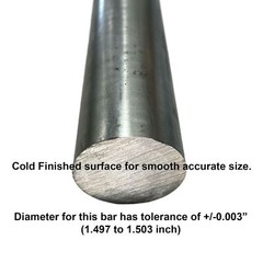 1.500 (1-1/2 inch) x 12 inches, 8620 Alloy Steel Round Rod, Cold Finished