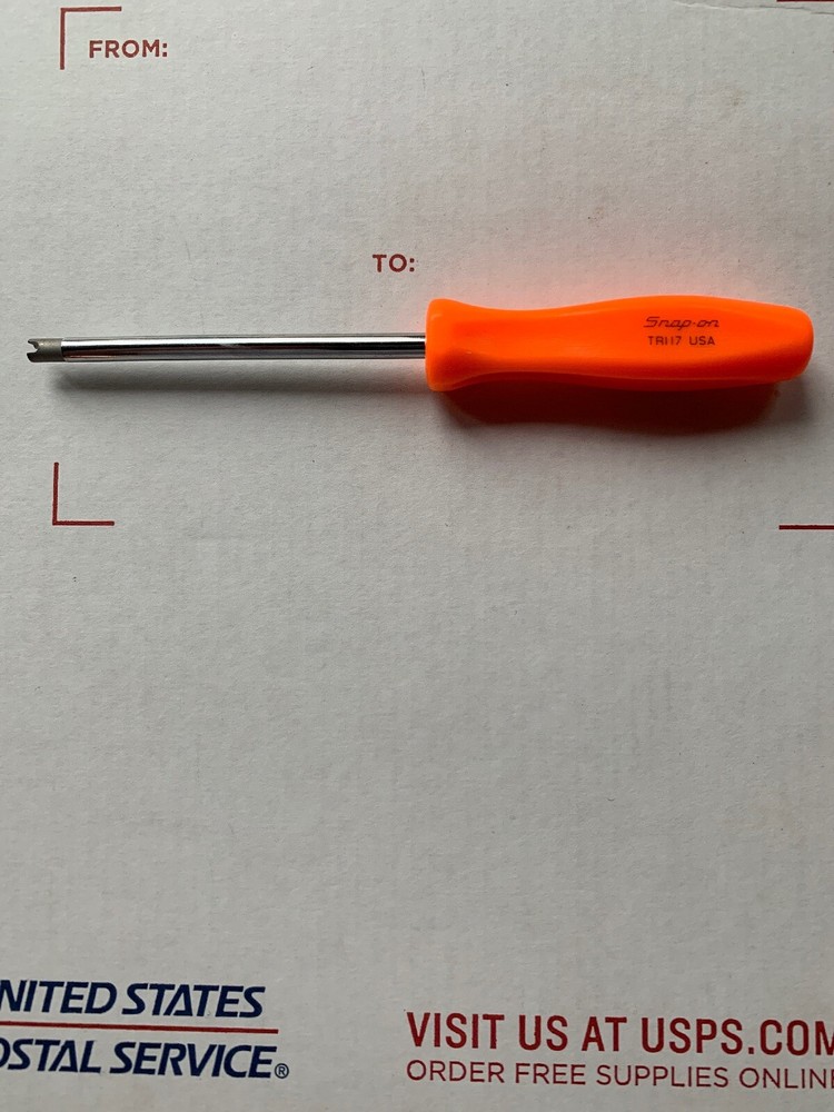 Snap-on Tire Valve Core Remover/Installer Tool. Orange handle