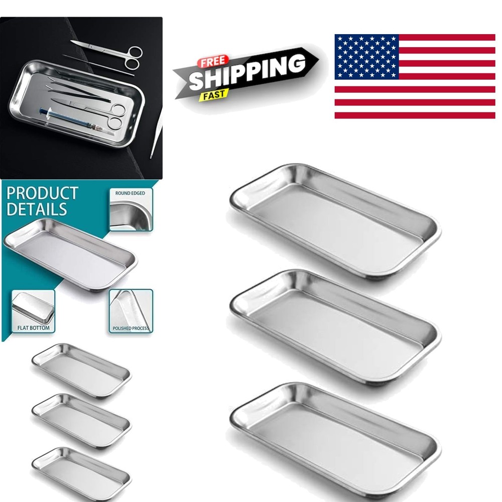 Classic Stainless Steel Tray Set 3 Pack 8.6 Inch Versatile for Bathroom Storage