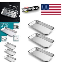 Classic Stainless Steel Tray Set 3 Pack 8.6 Inch Versatile for Bathroom Storage