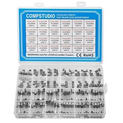24 Values 240 Pcs Fast Blow Glass Fuses Assortment Kit 5x20mm&6x30mm 250V