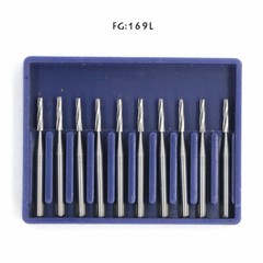 NEW 10Pcs Dental Lab Carbide Burs Drills FG169L# Tapered Fissure High Speed Bur