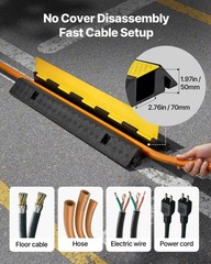 VEVOR Cable Protector Ramp Rubber Cord Cover 22000 lbs/axle Capacity 1 Channel