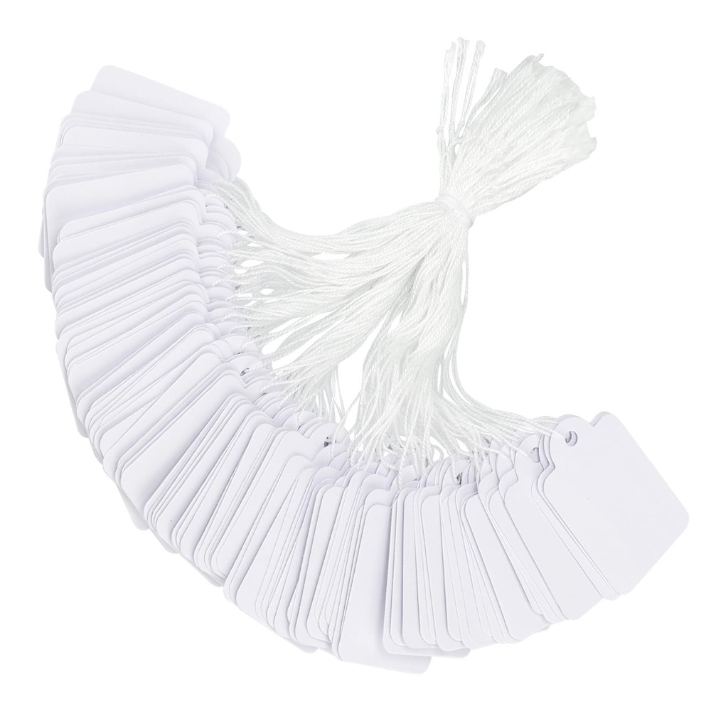 jijAcraft 500Pcs Blank Tags with String, White Pricing Tags, 1.8 x 1 Inch Clo…
