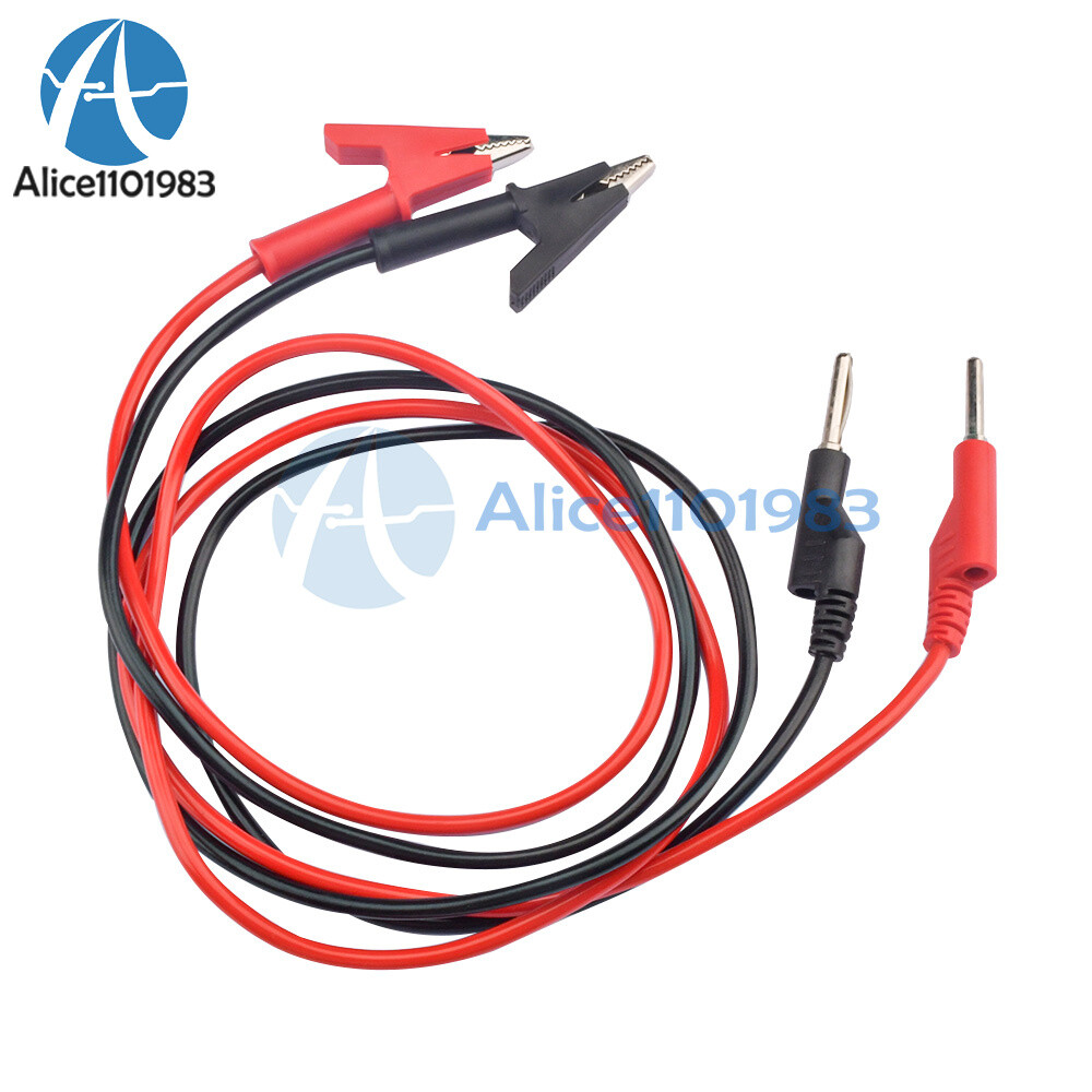 1M Banana Plug and Alligator Clip Double End Test Wire For Multimeter Black Red