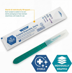 MED PRIDE Sterile Disposable Surgical Scalpels 10 Pack, Individually Wrapped Pro
