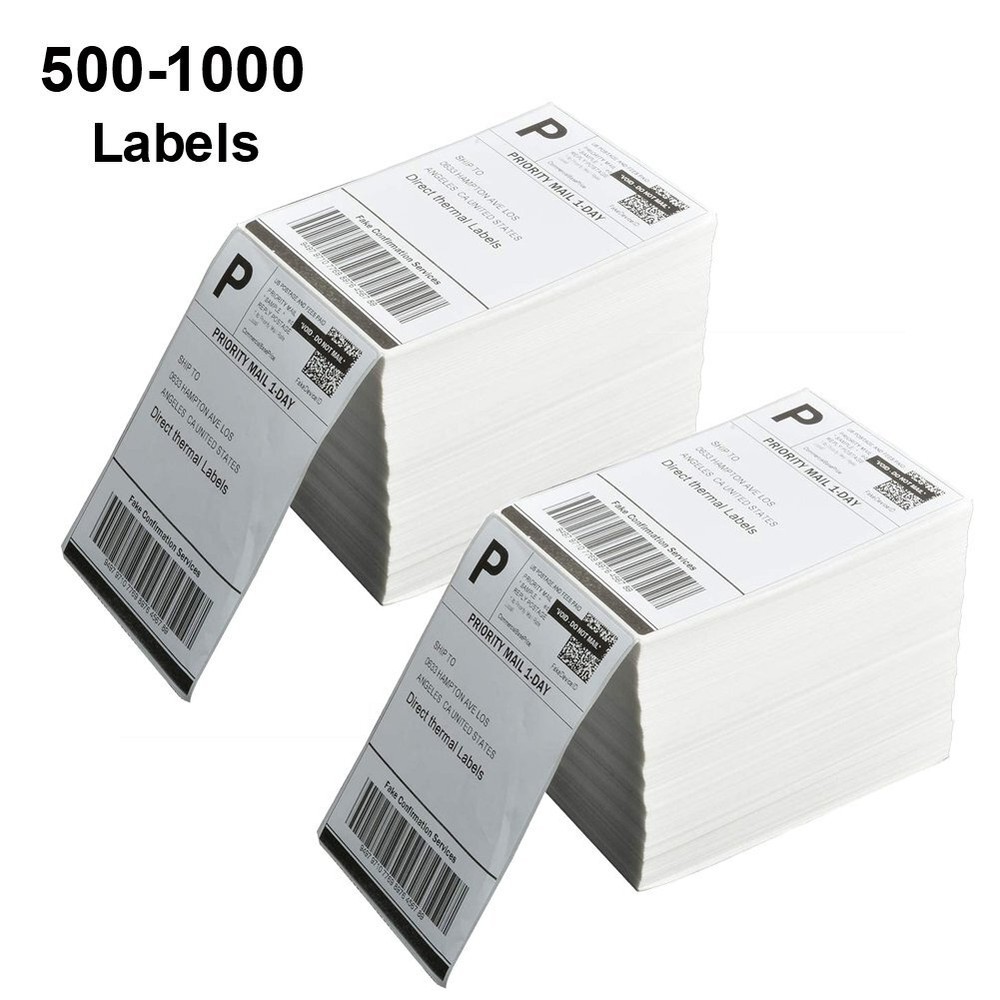500/1000 Fanfold 4×6 Direct Thermal Shipping Labels for Zebra and Rollo Printers