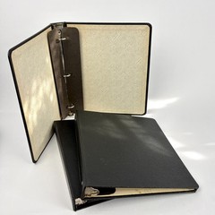 Lot of 3 Vintage 3-Ring Binders Hardbound Pebbled Black Industrial Office