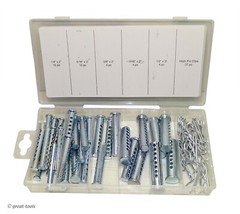 CLEVIS PIN ASSORTMENT – 74 pc set – hitch clips – hardware kit – shop supplies