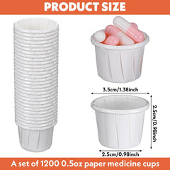 1200 Pcs 0.5oz Paper Souffle Portion Cups, MIni Disposable White Sample Cups…