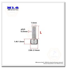 M1.4 M1.6 M2 M2.5 304 Stainless Steel Allen Hex Socket Cap Head Screws Bolts