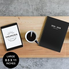 2026-2028 Academic Monthly Planner – 2- Organizer with Tabs, Black 8.5″x11″