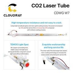 Cloudray 150W-180W CO2 Laser Tube for CO2 Cutting Machine W7 US Stock
