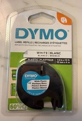 Dymo LetraTag LT Label Refills White Plastic Label Tape 1/2″ x 13 ft – LOT OF 6