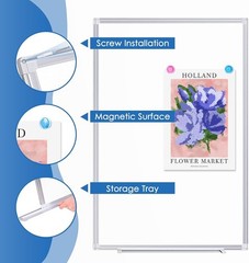 36 X 24 inches Magnetic Dry Erase Board with Aluminum Frame, Whiteboard