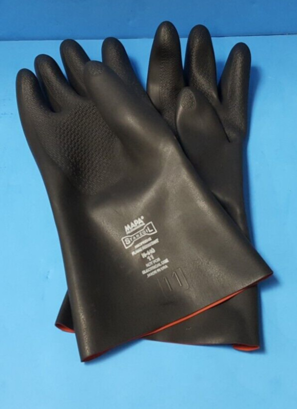 (6 PAIR)Mapa Stanzoil N-440 Neoprene Glove,Flame/Chemical Resistant,SIZE 11, USA
