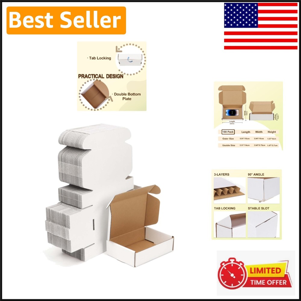 Bulk 100 Corrugated Cardboard Shipping Boxes 5.91X3.94X1.57 – Easy Assemble