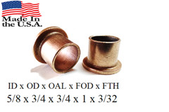 2pc, 5/8 x 3/4 x 3/4 x 1 x 3/32 Bronze Bushing, AMERICAN BRONZE, Made In USA