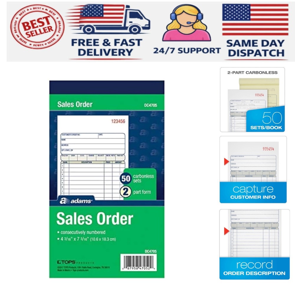 Customizable 2-Part Carbonless Order Books – 50 Sets per Book, 3-Pack