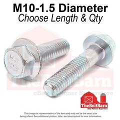 M10-1.5 Class 10.9 Hex Flange Screws Frame Bolts Zinc Clear (Pick Length &Qty)
