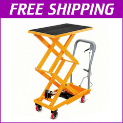 Manual Double Scissor Lift Table Hydraulic Lift Cart 330Lbs 50 Inch Lifting