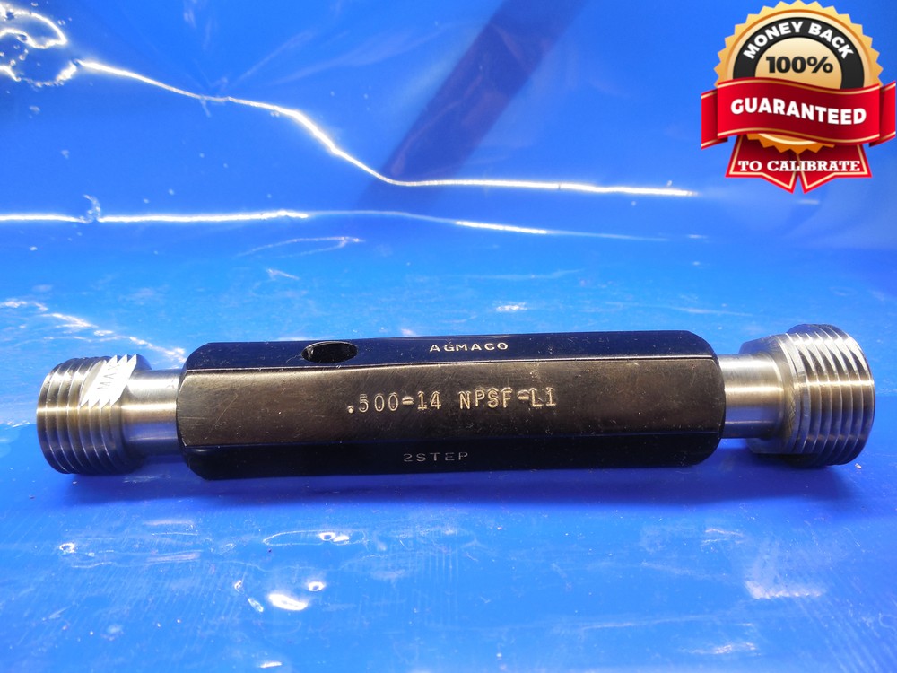 1/2 & 3/4 14 NPSF L1 2 STEP PIPE THREAD PLUG GAGE .5 .75 N.P.S.F. L-1 MIN MAX