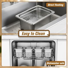 4 Pack 1/9 Size 4 Inch Deep Stainless Steel Hotel Pan With Lid Prep Tray