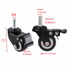 4Pcs 1.5 Inch Heavy Duty Caster Wheels Swivel Casters with Brake and M8 Threaded
