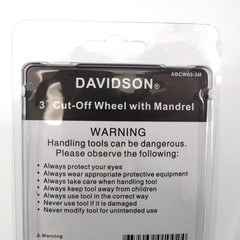 Davidson 3″ Cut-Off Wheels w/ Mandrel Metal Cutting Cutter Disc Set 3-Pack