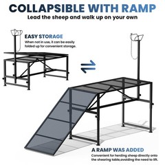 500lbs Livestock Trimming Stand w/ Ramp 47″ x 23″ Metal Livestock Trimming Stand