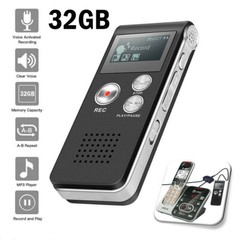 32GB Rechargeable LCD Digital Audio Sound Voice Recorder Dictaphone MP3 Player
