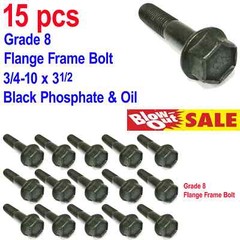 3/4-10 x 3-1/2 Grade 8 Flange Frame Bolt Black Phosphate & Oil – 15 pcs