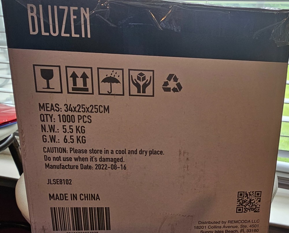New Bluzen Large Black Nitrile Gloves. Powder/Latex Free 1000 PCS 