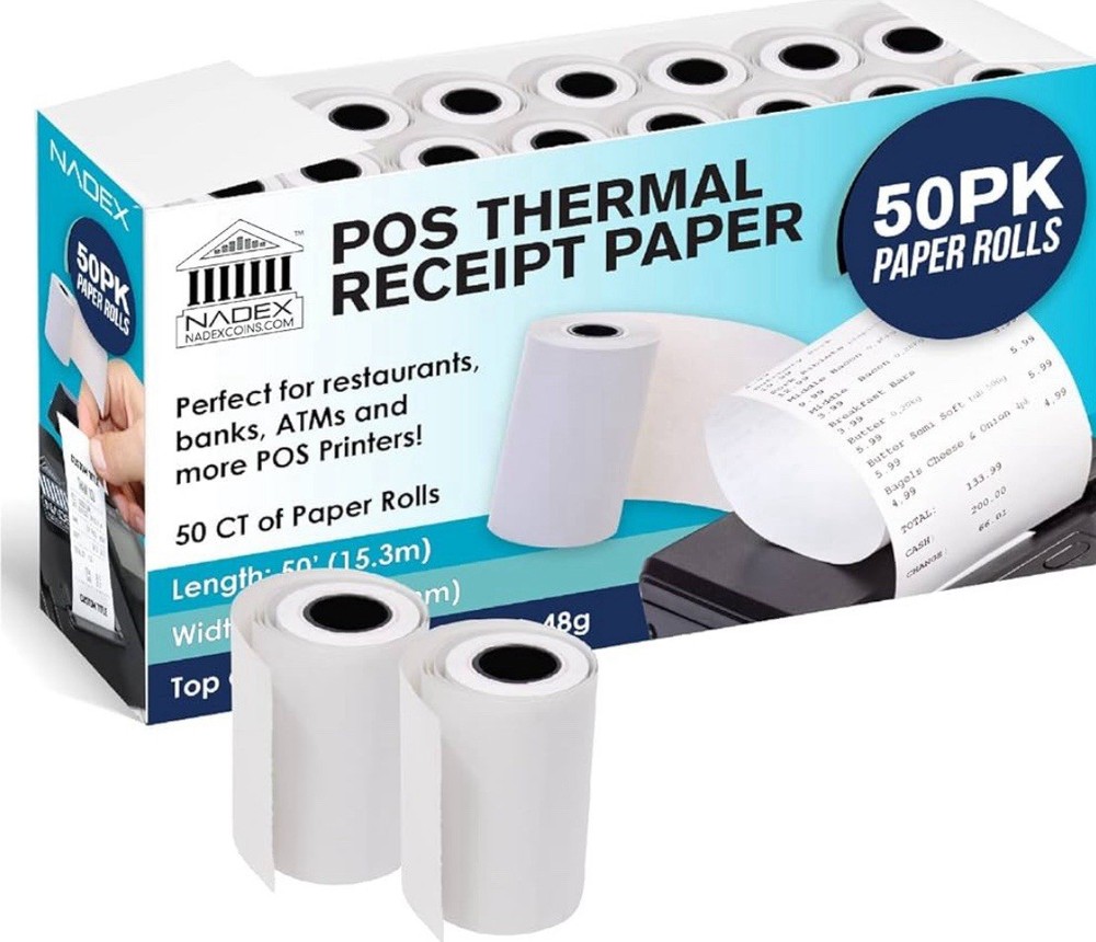 2-1/4″ x 50ft Thermal Paper Receipt, Cash Registers, POS Systems, 50 Rolls