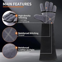JASIC Stick/MIG/Cutting Welding Gloves Heat/Fire Resistant Durable for Welder