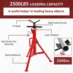 2500Lb Steel V-Head Pipe Stand Folding Tripod Pipe Jack Stand Height Pipe