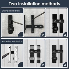 Flip Latch Lock With Combination 180° Swinging Door Lock No-drill AJ0N