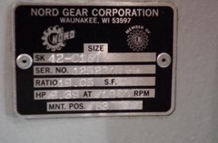 NORD GEAR CORP. SPEED REDUCER # SK42-C18T RATIO: 19.05:1 9.39HP @ 1750RPM