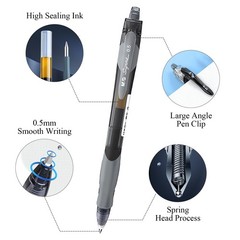 Bolígrafo de gel de tinta negra de 0,5 mm, punta fina, tinta gel gran capacidad