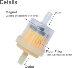 3/16 Inch Magnetic Inline Fuel Filters for Motorcycle, ATV, Quad, Go Kart, Small