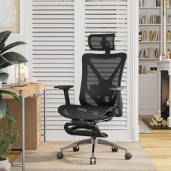 Office Chair with Footrest, 135° Reclining Desk Chair with Adjustable Lumbar Sup