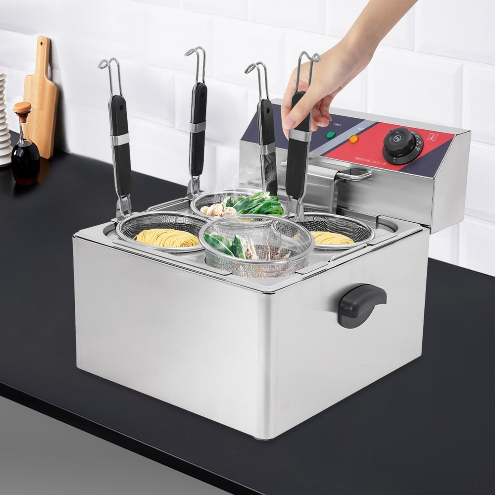 Commercial Pasta Cookers Electric Noodle Cooking Machine w/ 4* Strainer Baskets