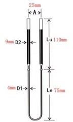 Mosi2 Heater Element 4/9 25mm 110 75 1800c