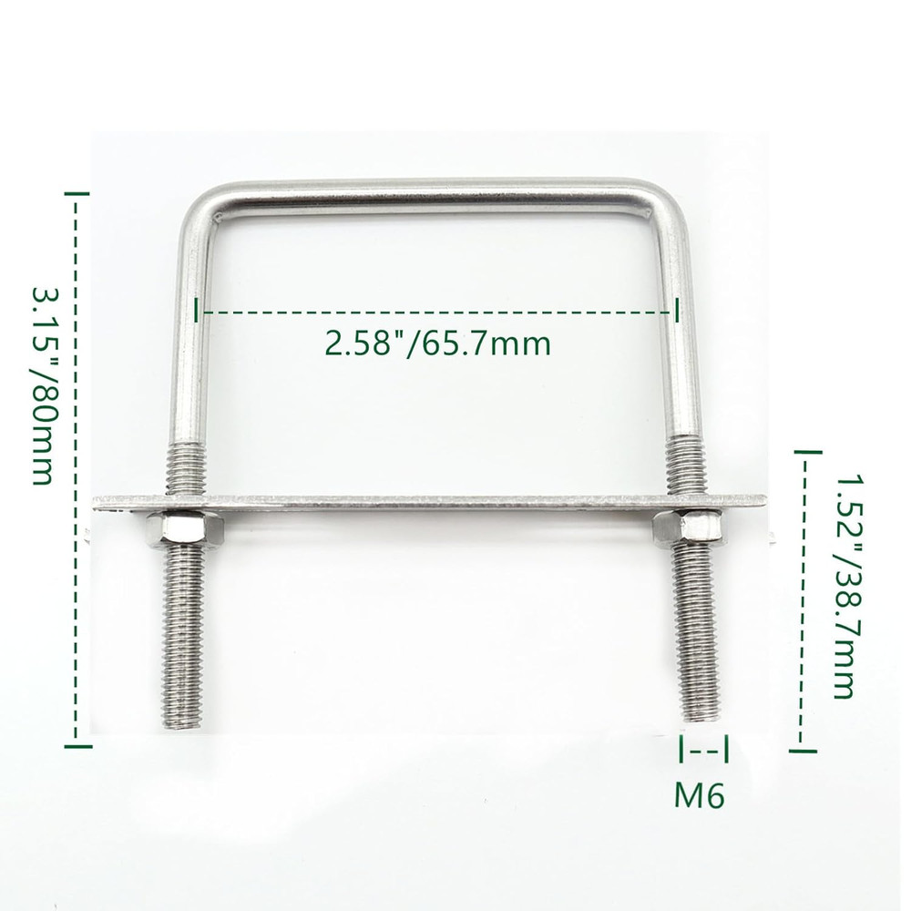 Stainless Steel Square U Bolt Clamp, Square Tube Clamps with Nut and Plate fo…