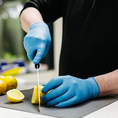 Blue Nitrile Disposable Industrial-Grade Gloves, 3 Mil, Latex & Powder-Free, Foo