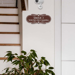 Designer Smile You’re on Camera Sign – Easy Installation | Durable Wall or Do…