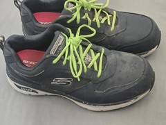 skechers mens work shoes 10 dark blue comp toe safety arch fit